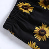 Women Two-piece Suit Sunflower Print Spaghetti Strap Knotted Crop Top Shorts