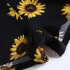 Women Two-piece Suit Sunflower Print Spaghetti Strap Knotted Crop Top Shorts