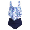 Leaf Print Flounce High Waisted Tankini Swimsuit for Summer