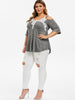 Plus Size Cold Shoulder Lace Crochet Empire Waist T-shirt