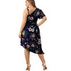 Plus Size Floral Print Flounced Asymmetrical Dress