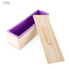Rectangular Solid DIY Handmade Silicone Soap Mold Wooden Box with Cover Purple