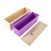 Rectangular Solid DIY Handmade Silicone Soap Mold Wooden Box with Cover Purple
