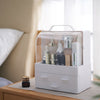 Small Desktop Makeup Organizer Cosmetic Storage Box with Dustproof Lid