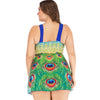 Plus Size Peacock Print Slit Swimwear
