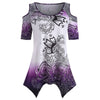 Plus Size Tribal Print Cold Shoulder Asymmetrical T-shirt