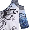 Plus Size Tribal Print Cold Shoulder Asymmetrical T-shirt