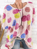Plus Size Batwing Sleeve Printed Blouse