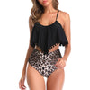 Leopard Print High Waist Overlay Tankini Swimwear