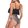 Leopard Print High Waist Overlay Tankini Swimwear
