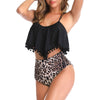 Leopard Print High Waist Overlay Tankini Swimwear