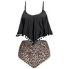 Leopard Print High Waist Overlay Tankini Swimwear