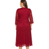 Plus Size Lace Dress V Neck Comfortable Fabric 3/4 Length Sleeve Big Hem for Summer