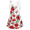 Rose Print Scoop Neck Pleated Tank Top