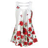 Rose Print Scoop Neck Pleated Tank Top