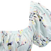 Vintage Floral A-line Dress Square Neck Puff Sleeve