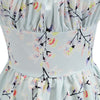Vintage Floral A-line Dress Square Neck Puff Sleeve
