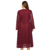 Plus Size Women Dress V Neck Hollow out Lace Flare Sleeve