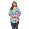 Plus Size Floral Plant Print Blouse V-neck Women Shirt