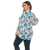Plus Size Floral Plant Print Blouse V-neck Women Shirt