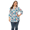 Plus Size Floral Plant Print Blouse V-neck Women Shirt