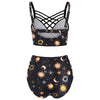 Sun Star Moon Lattice Underwire Tankini Swimsuit