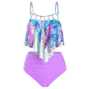 Feather Flounce Beading Embellished Tummy Control Tankini Swimwear