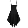 Faux Leather Panel Grommet Handkerchief Dress