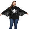 Plus Size Women Hoodie Halloween Spider Web Cosplay Costume Batwing Sleeve Top