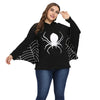 Plus Size Women Hoodie Halloween Spider Web Cosplay Costume Batwing Sleeve Top