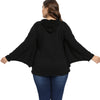 Plus Size Women Hoodie Halloween Spider Web Cosplay Costume Batwing Sleeve Top
