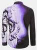Musical Note Pattern Casual Long Sleeves Shirt