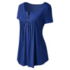 Plus Size Solid Color Ruched Front Button T Shirt