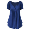 Plus Size Solid Color Ruched Front Button T Shirt