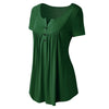 Plus Size Solid Color Ruched Front Button T Shirt