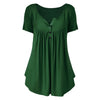 Plus Size Solid Color Ruched Front Button T Shirt