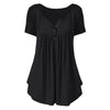 Plus Size Solid Color Ruched Front Button T Shirt