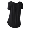 Plus Size Solid Color Ruched Front Button T Shirt