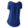 Plus Size Solid Color Ruched Front Button T Shirt