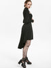 Embellished Faux Leather Insert Raglan Sleeve High Low Gothic Dress