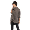 Women Cloak Coat Funnel Neck Bat Sleeve Loose Asymmetric Hem