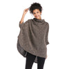Women Cloak Coat Funnel Neck Bat Sleeve Loose Asymmetric Hem