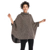Women Cloak Coat Funnel Neck Bat Sleeve Loose Asymmetric Hem