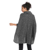 Women Cloak Coat Funnel Neck Bat Sleeve Loose Asymmetric Hem
