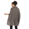 Women Cloak Coat Funnel Neck Bat Sleeve Loose Asymmetric Hem