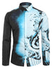 Musical Note Pattern Casual Long Sleeves Shirt