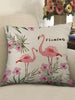 Flamingo and Flowers Print Decorative Pillowcase