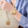 Oubaoer Women's Watch Rhinestone Roman Scale Quartz Waterproof Calendar Steel Belt Fashion