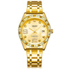 Oubaoer Women's Watch Magnifying Glass Calendar Rhinestone Fashion Waterproof