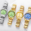 Oubaoer Women's Watch Magnifying Glass Calendar Rhinestone Fashion Waterproof